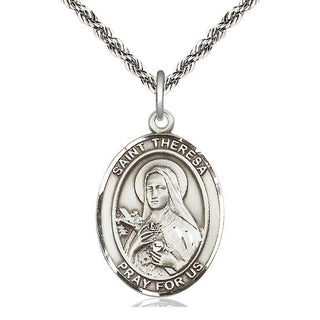 Sterling Silver Saint Theresa Medal Catholic Jewelry Engraved Catholic Saint Jewelry