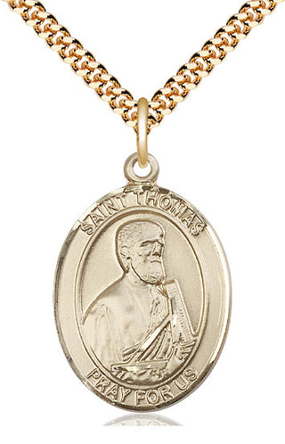 14kt Gold Filled Saint Thomas the Apostle Medal Catholic Jewelry Engraved Catholic Saint Jewelry