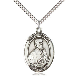 Pewter Saint Thomas the Apostle Medal Catholic Jewelry Engraved Catholic Saint Jewelry