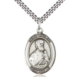 Pewter Saint Thomas the Apostle Medal Catholic Jewelry Engraved Catholic Saint Jewelry