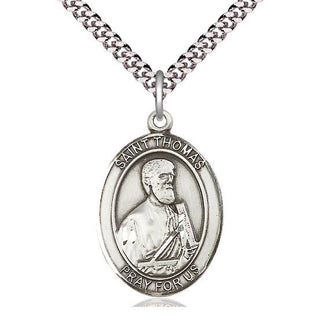Pewter Saint Thomas the Apostle Medal Catholic Jewelry Engraved Catholic Saint Jewelry