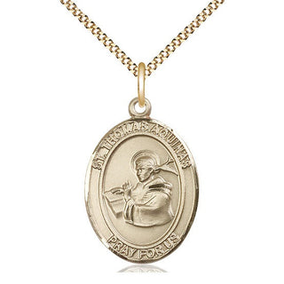 14kt Gold Filled Saint Thomas Aquinas Medal Catholic Jewelry Engraved Catholic Saint Jewelry