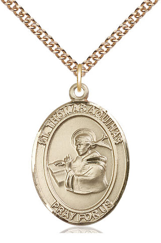 14kt Gold Filled Saint Thomas Aquinas Medal Catholic Jewelry Engraved Catholic Saint Jewelry