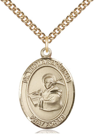 14kt Gold Saint Thomas Aquinas Medal Engraved Catholic Saint Jewelry