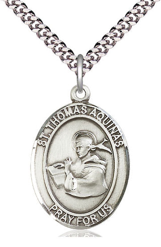Pewter Saint Thomas Aquinas Medal Catholic Jewelry Engraved Catholic Saint Jewelry