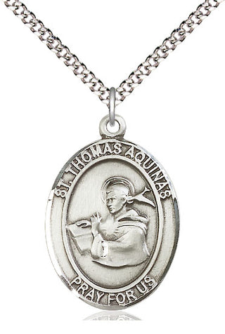 Pewter Saint Thomas Aquinas Medal Catholic Jewelry Engraved Catholic Saint Jewelry