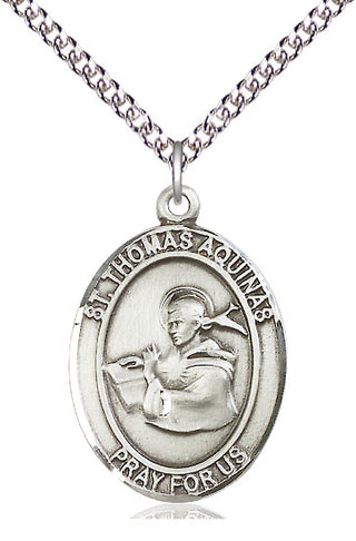 Sterling Silver Saint Thomas Aquinas Medal Catholic Jewelry Engraved Catholic Saint Jewelry
