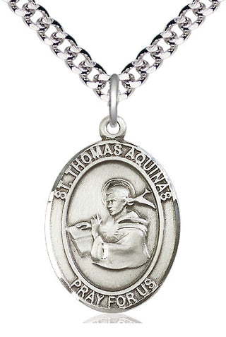 Sterling Silver Saint Thomas Aquinas Medal Catholic Jewelry Engraved Catholic Saint Jewelry