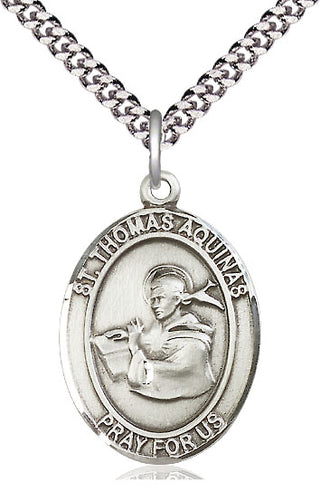Sterling Silver Saint Thomas Aquinas Medal Catholic Jewelry Engraved Catholic Saint Jewelry