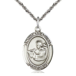 Sterling Silver Saint Thomas Aquinas Medal Catholic Jewelry Engraved Catholic Saint Jewelry