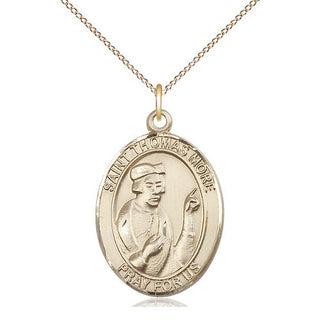 14kt Gold Filled Saint Thomas More Medal Catholic Jewelry Engraved Catholic Saint Jewelry