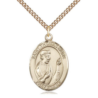 14kt Gold Filled Saint Thomas More Medal Catholic Jewelry Engraved Catholic Saint Jewelry