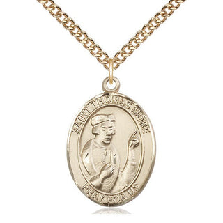 14kt Gold Filled Saint Thomas More Medal Catholic Jewelry Engraved Catholic Saint Jewelry