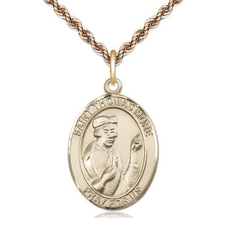14kt Gold Filled Saint Thomas More Medal Catholic Jewelry Engraved Catholic Saint Jewelry