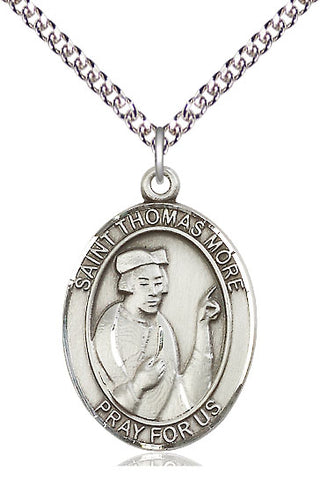 Sterling Silver Saint Thomas More Medal Catholic Jewelry Engraved Catholic Saint Jewelry