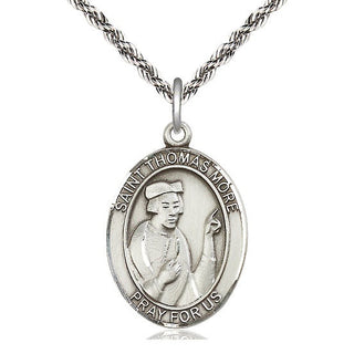 Sterling Silver Saint Thomas More Medal Catholic Jewelry Engraved Catholic Saint Jewelry