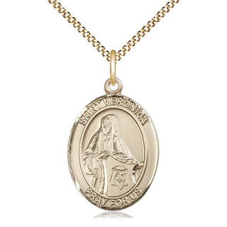 14kt Gold Filled Saint Veronica Medal Catholic Jewelry Engraved Catholic Saint Jewelry