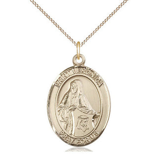 14kt Gold Filled Saint Veronica Medal Catholic Jewelry Engraved Catholic Saint Jewelry