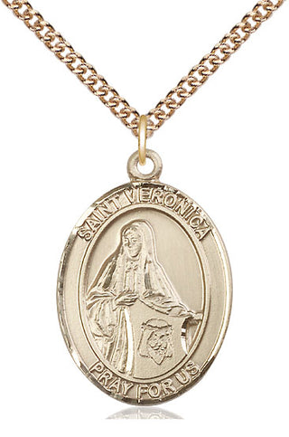14kt Gold Filled Saint Veronica Medal Catholic Jewelry Engraved Catholic Saint Jewelry