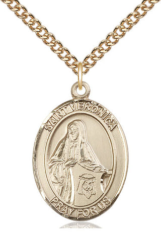 14kt Gold Filled Saint Veronica Medal Catholic Jewelry Engraved Catholic Saint Jewelry