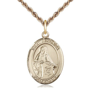 14kt Gold Filled Saint Veronica Medal Catholic Jewelry Engraved Catholic Saint Jewelry