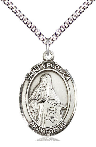Sterling Silver Saint Veronica Medal Catholic Jewelry Engraved Catholic Saint Jewelry