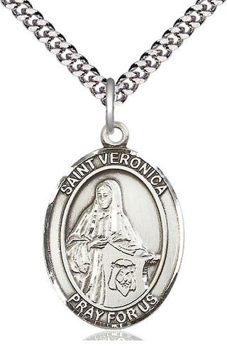 Sterling Silver Saint Veronica Medal Catholic Jewelry Engraved Catholic Saint Jewelry