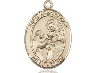 14kt Gold Filled Saint John of God Medal Engraved Catholic Saint Jewelry