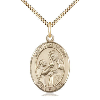 14kt Gold Filled Saint John of God Medal Catholic Jewelry Engraved Catholic Saint Jewelry