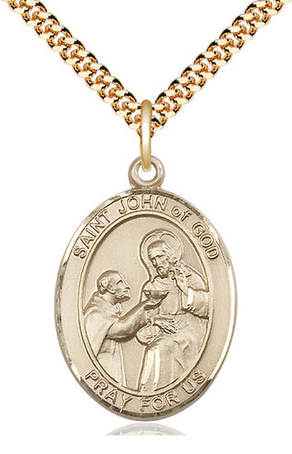 14kt Gold Filled Saint John of God Medal Catholic Jewelry Engraved Catholic Saint Jewelry