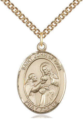 14kt Gold Filled Saint John of God Medal Catholic Jewelry Engraved Catholic Saint Jewelry