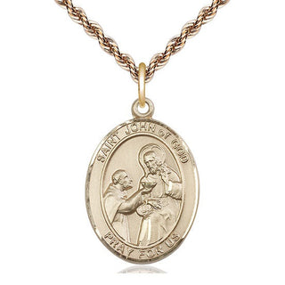 14kt Gold Filled Saint John of God Medal Catholic Jewelry Engraved Catholic Saint Jewelry
