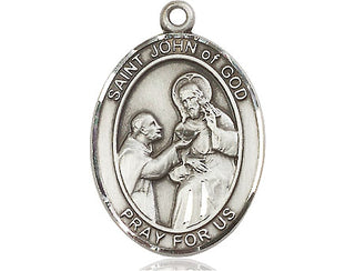Pewter Saint John of God Medal Engraved Catholic Saint Jewelry