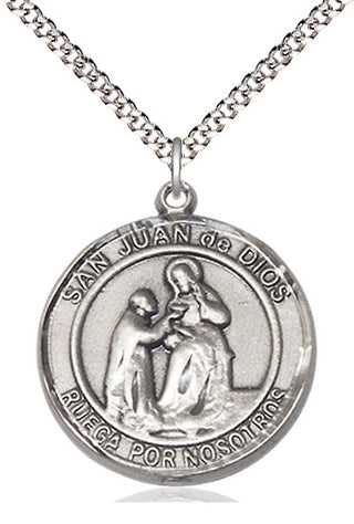 Pewter San Juan de Dios Medal Catholic Jewelry Engraved Catholic Saint Jewelry