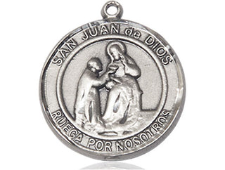 Sterling Silver San Juan de Dios Medal Catholic Jewelry Engraved Catholic Saint Jewelry