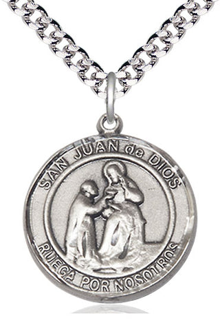 Sterling Silver San Juan de Dios Medal Catholic Jewelry Engraved Catholic Saint Jewelry