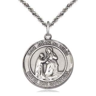 Sterling Silver San Juan de Dios Medal Catholic Jewelry Engraved Catholic Saint Jewelry