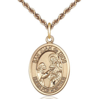14kt Gold San Juan de Dios Medal Engraved Catholic Saint Jewelry