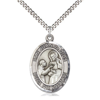 Pewter San Juan de Dios Medal Catholic Jewelry Engraved Catholic Saint Jewelry
