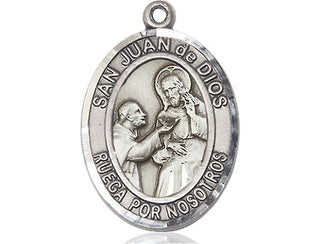 Sterling Silver San Juan de Dios Medal Catholic Jewelry Engraved Catholic Saint Jewelry