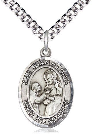 Sterling Silver San Juan de Dios Medal Catholic Jewelry Engraved Catholic Saint Jewelry