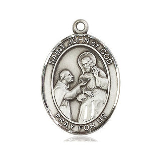 Sterling Silver Saint John of God Medal Catholic Jewelry Engraved Catholic Saint Jewelry
