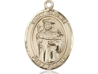 14kt Gold Filled Saint Casimir of Poland Medal Engraved Catholic Saint Jewelry