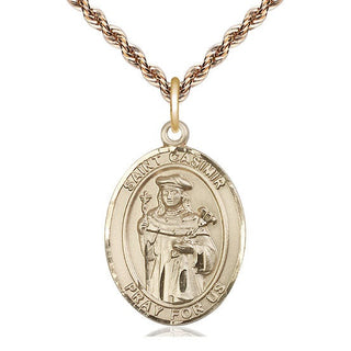 14kt Gold Filled Saint Casimir of Poland Medal Catholic Jewelry Engraved Catholic Saint Jewelry