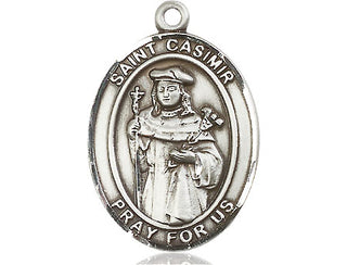 Pewter Saint Casimir of Poland Medal Engraved Catholic Saint Jewelry
