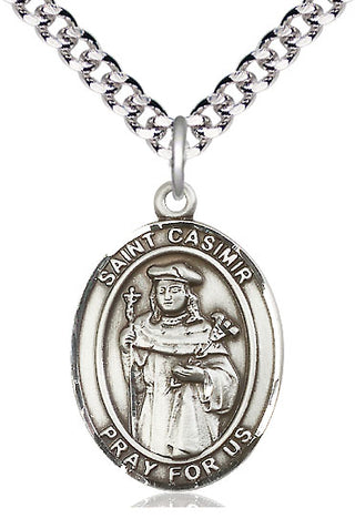 Pewter Saint Casimir of Poland Medal Catholic Jewelry Engraved Catholic Saint Jewelry