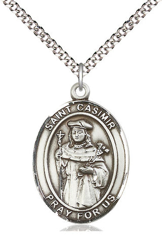 Pewter Saint Casimir of Poland Medal Catholic Jewelry Engraved Catholic Saint Jewelry