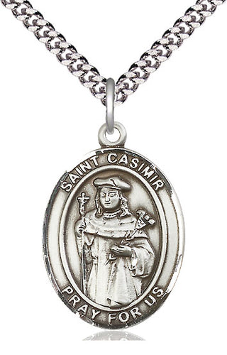 Pewter Saint Casimir of Poland Medal Catholic Jewelry Engraved Catholic Saint Jewelry