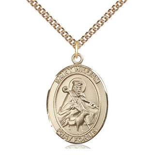 14kt Gold Filled Saint William of Rochester Medal Catholic Jewelry Engraved Catholic Saint Jewelry