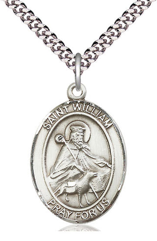 Pewter Saint William of Rochester Medal Catholic Jewelry Engraved Catholic Saint Jewelry